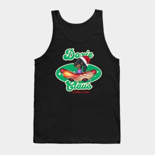 Funny cute Doxie Dog in classic hotdog car on Doxie Claus Dachshund Tank Top